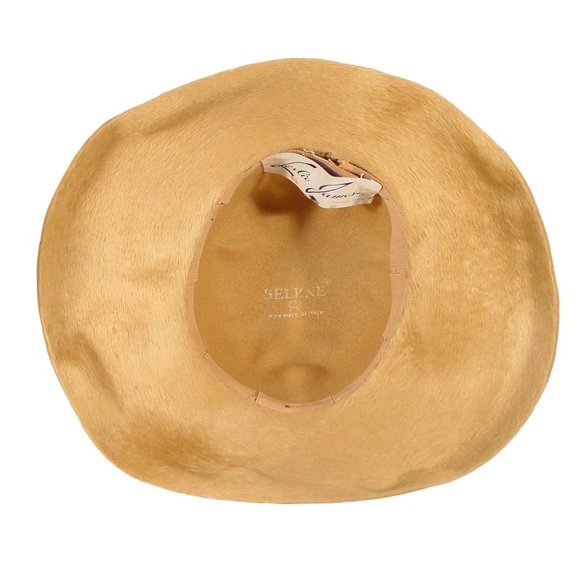 SELENE for Leslie James Milliners Vintage 50's/60's Camel Fur Felt Fedora Hat - Picture 7 of 10